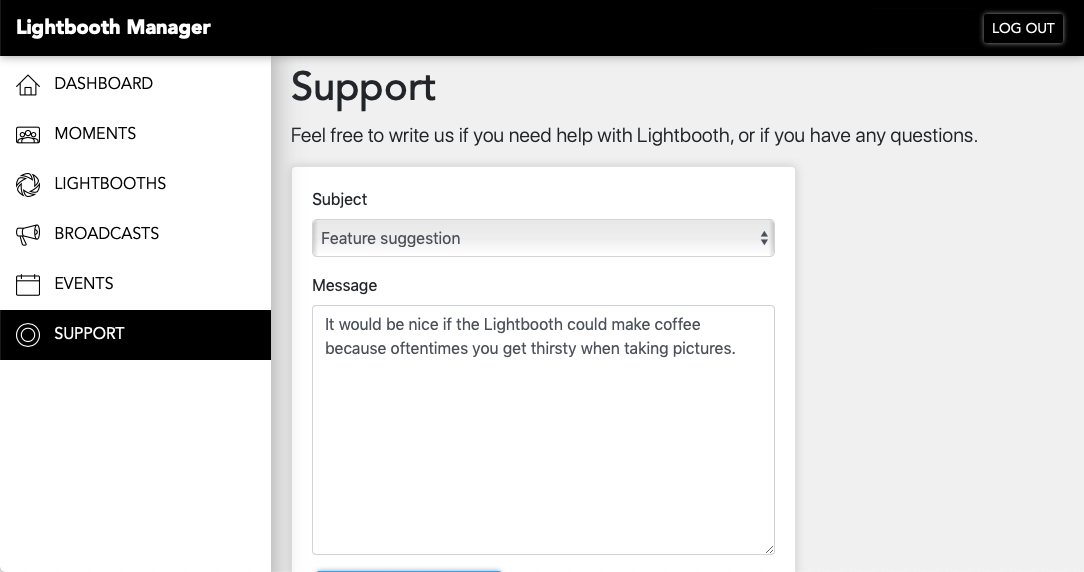 Screenshot of Lightbooth Manager